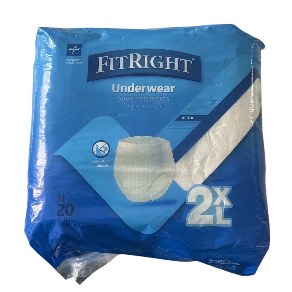 FitRight Underwear 2XL‎ 20 Count Disposable Briefs